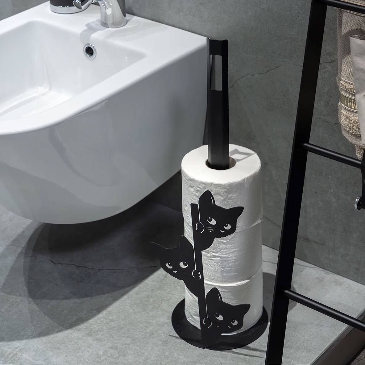 DASKE Porta carta igienica, in acciaio inox, bianco, destra, ZENDA
