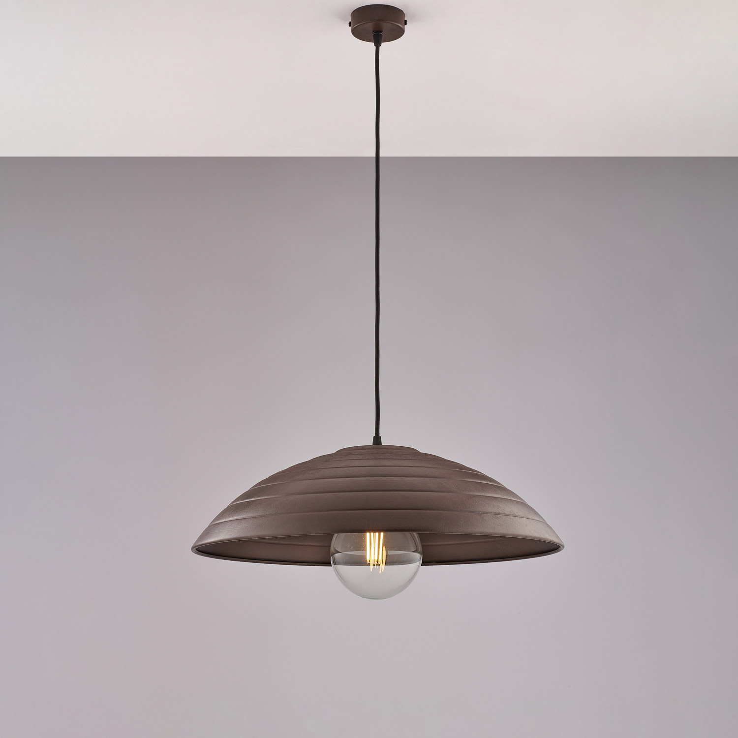 Chrasy Lampada A Sospensione Moderna E27 In Metallo - Design Semplice, Colori Bianco/Nero/Grigio/Verde, Diametro 16.5cm, 100cm Di Cavo