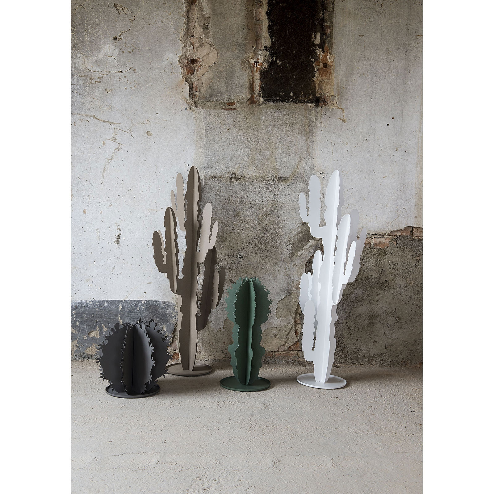 4 Sculture Da Parete In Metallo A Forma Di Cactus - Decorazione Moderna Per Casa E Ufficio