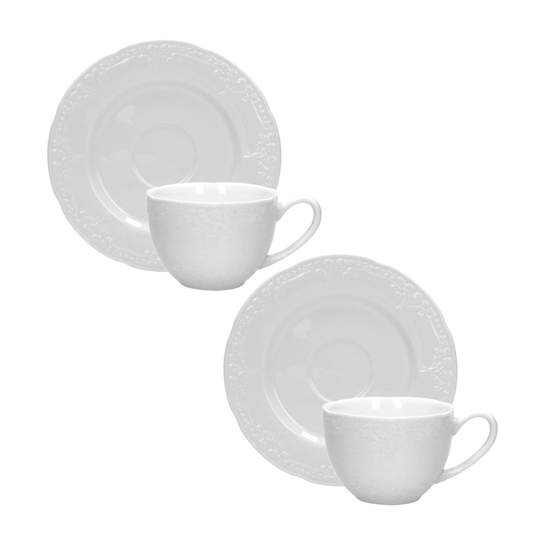 Set di 8 tazze con piattini ELDERBERRY Porcellana Bianco