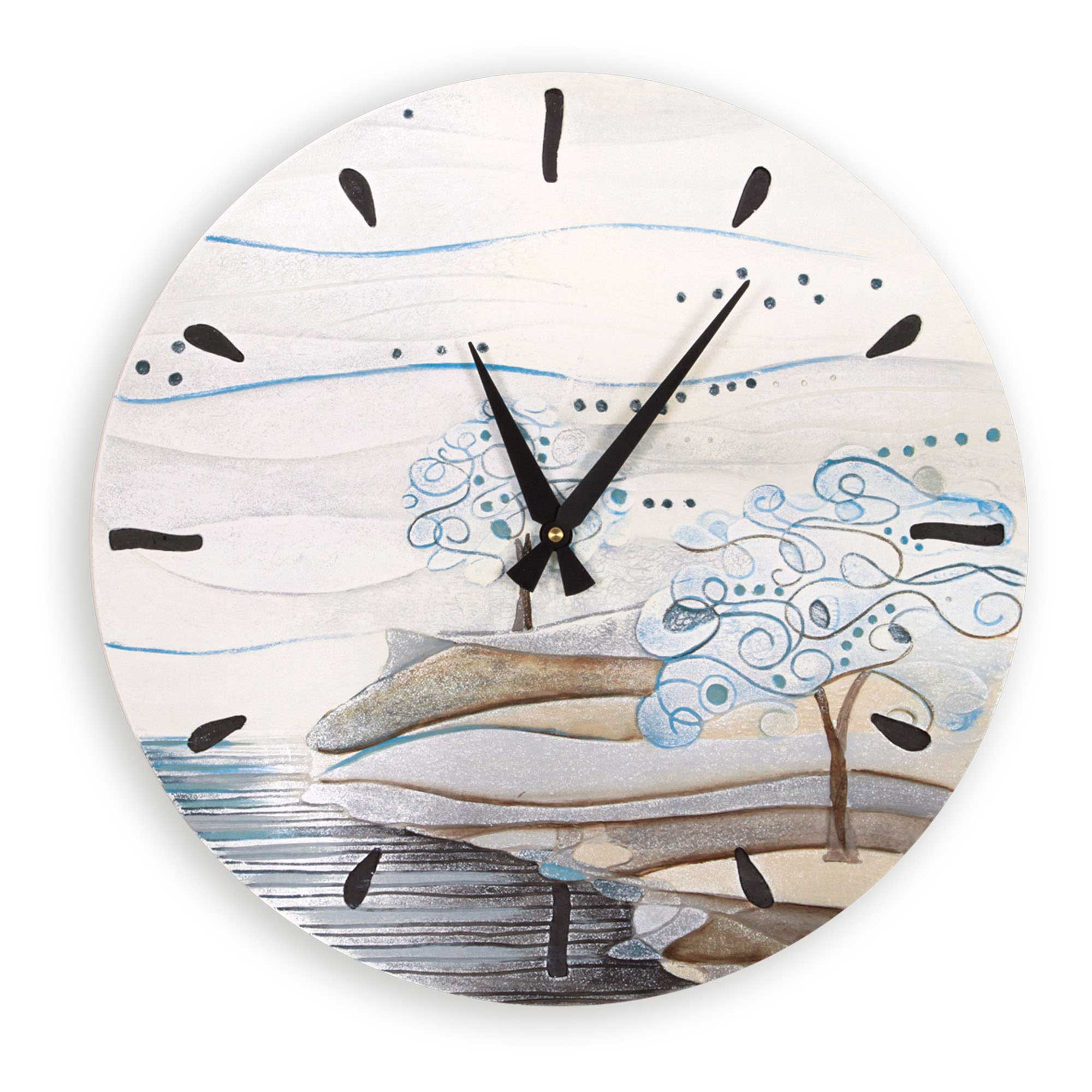 Orologio da parete il legno Quadrato MONDRIAN 40x40 cm realizzato con