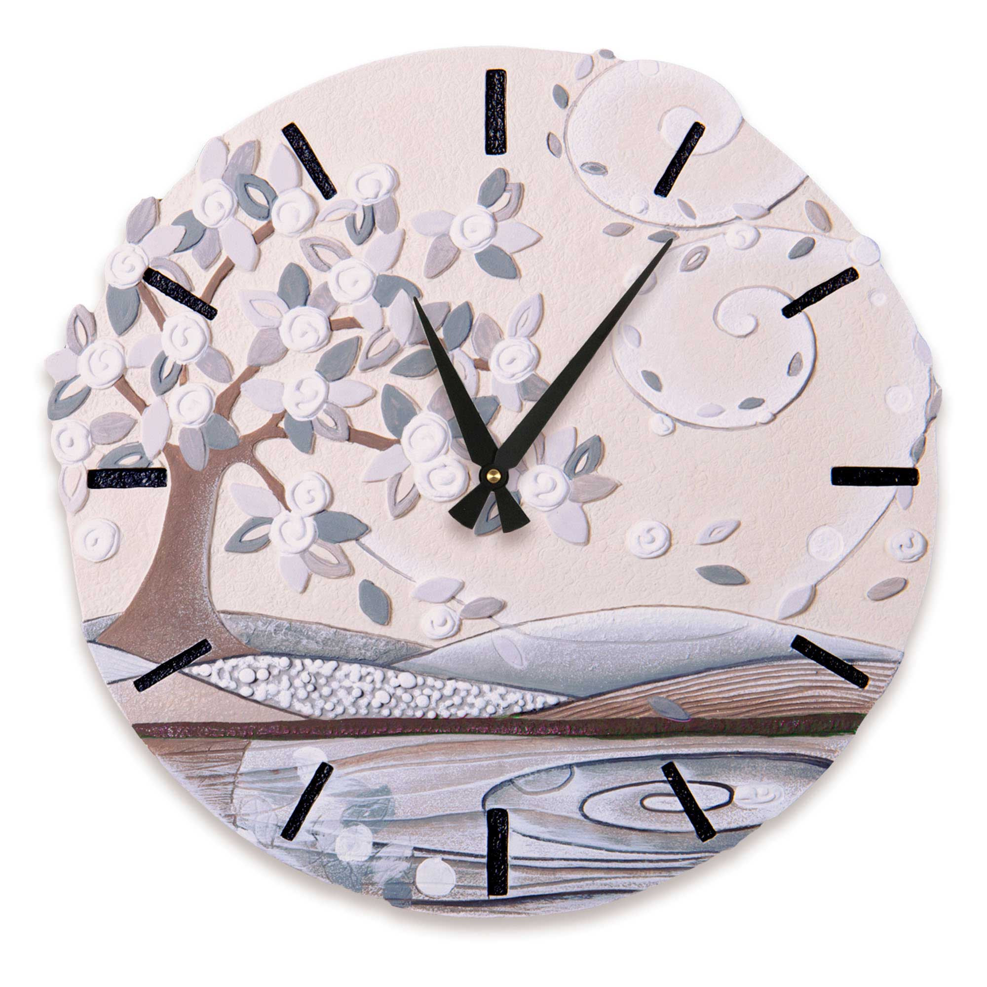 Orologio Da Parete Rotondo In Cartapietra Con Bassorilievo Anime Gemelle 44508mv