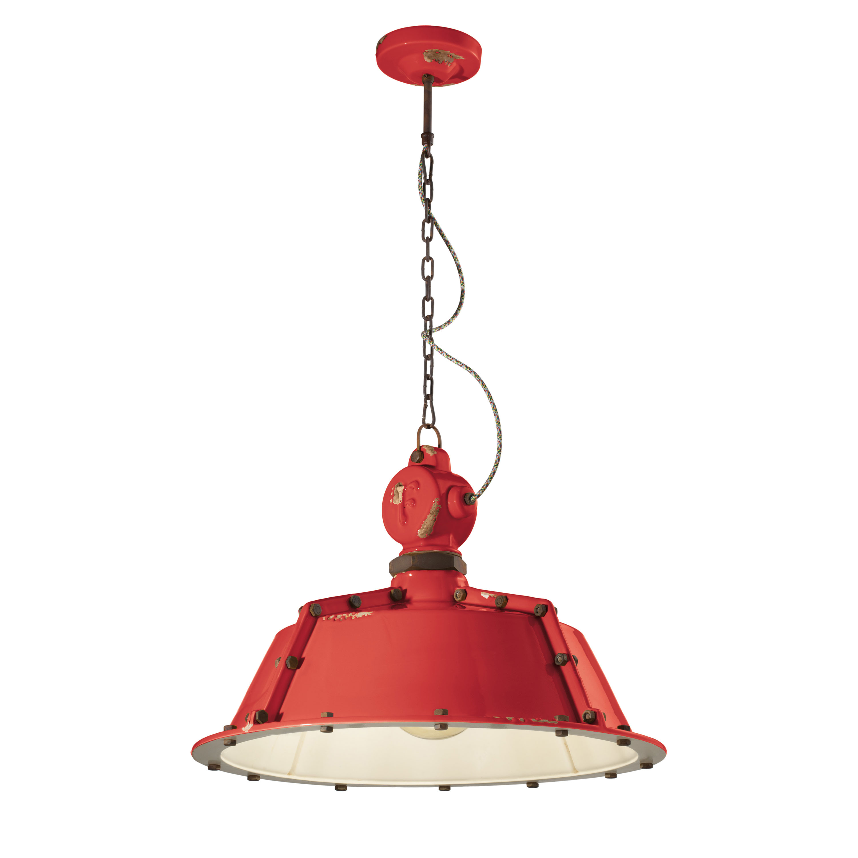 DC VOLTAGE Lampadario a sospensione in stile industriale in stile retrò, E27, in metallo, bianco, 15 x 25 cm (larghezza x altezza), facile da montare, con piastra riduttore, per camera da letto