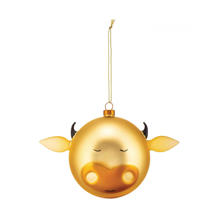 Palla per albero di Natale in vetro soffiato "Bue"