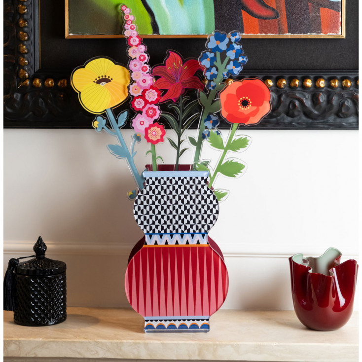 Vaso piccolo in plexiglass dal design moderno con decoro Marocco