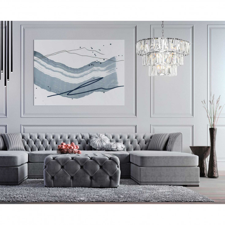 Lampadario moderno con diffusori in vetro a cerchi