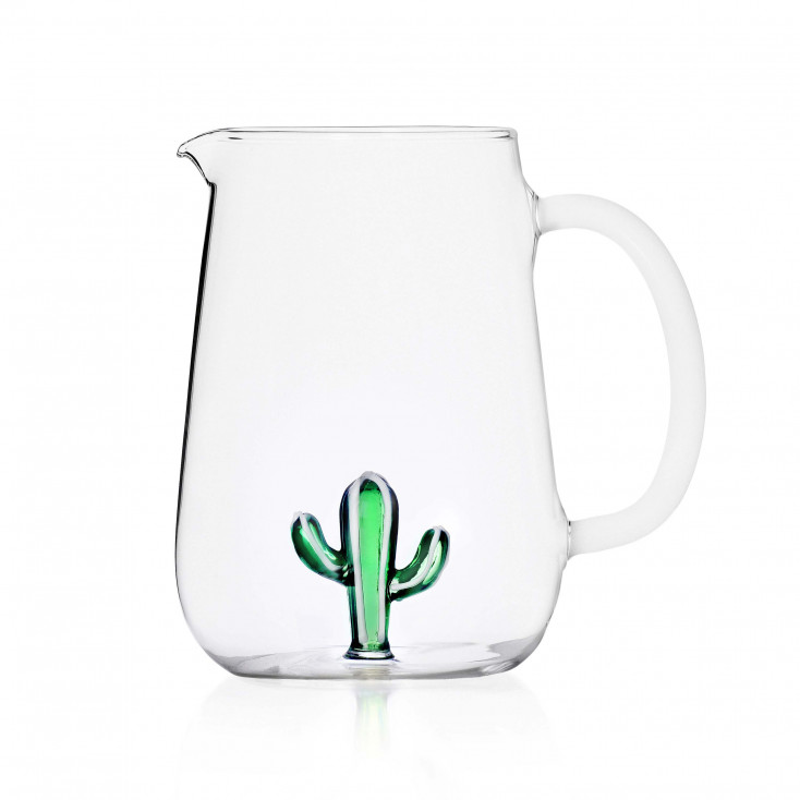 Brocca in vetro decorazione con cactus all'interno