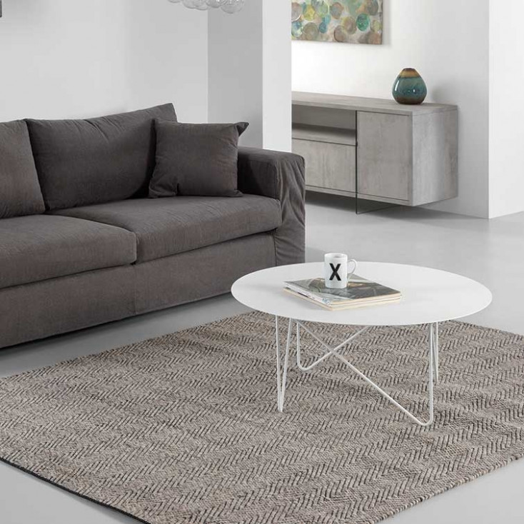 Tavolino da salotto ovale grande in acciaio sabbiato