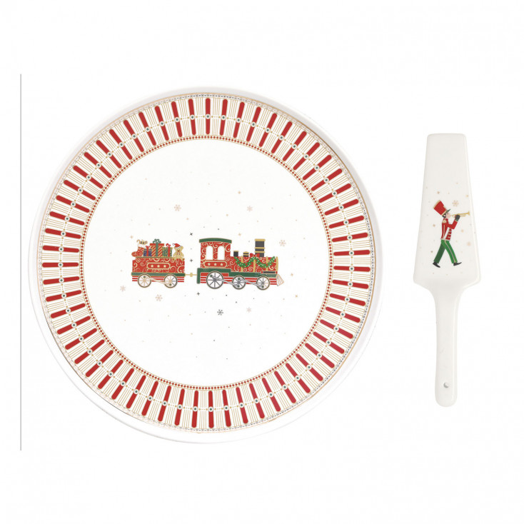 Piatto torta con paletta in porcellana