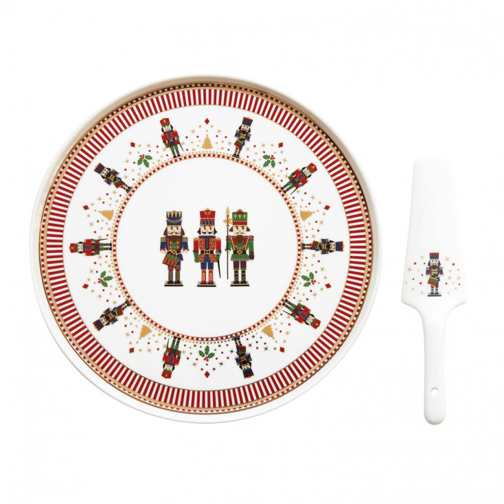 Piatto torta con paletta in porcellana