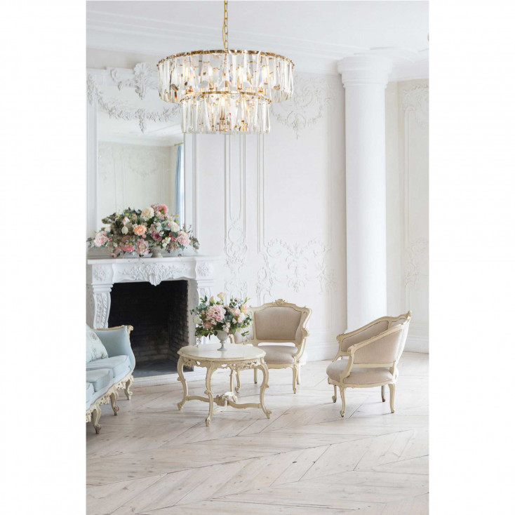 Lampadario moderno con doppi diffusori in vetro