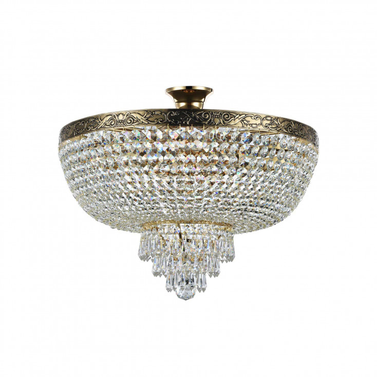 Lampadario in metallo con pendenti in cristallo in stile classico