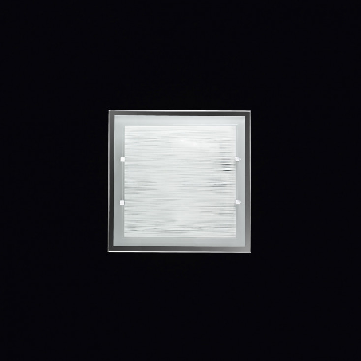 Plafoniera quadrata media di design moderno in vetro satinato