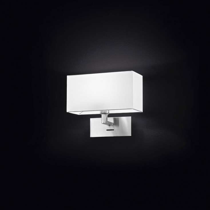 Applique moderna da camera cromo spazzolato con paralume in pvc