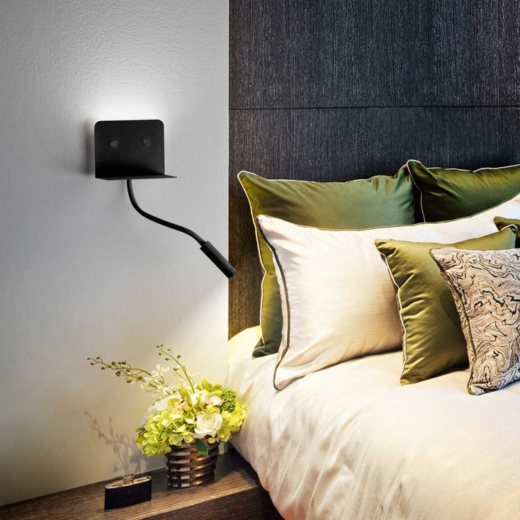 Applique di design moderno a LED flessibile in metallo con porta usb