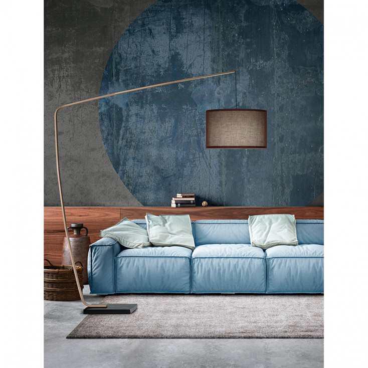 Piantana in stile moderno in metallo con paralume in tessuto