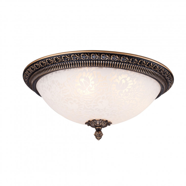 Lampada da Soffitto classica struttura in metallo e paralume in vetro