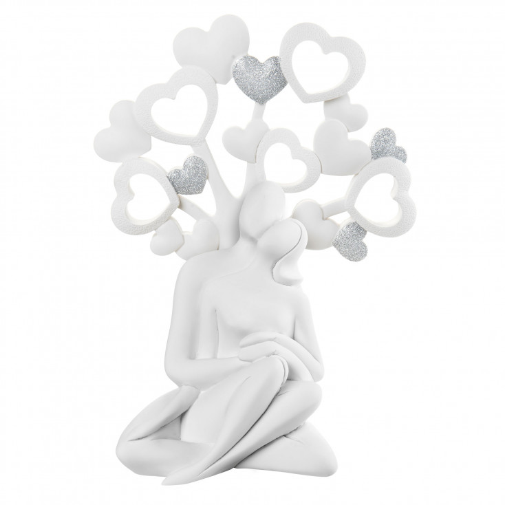 Scultura da tavolo in stile moderno con coppia innamorati e cuori