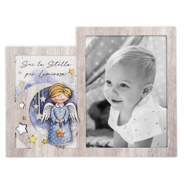 Bomboniera per Nascita - Portafoto Angeli dei Sogni con stelline Maschio