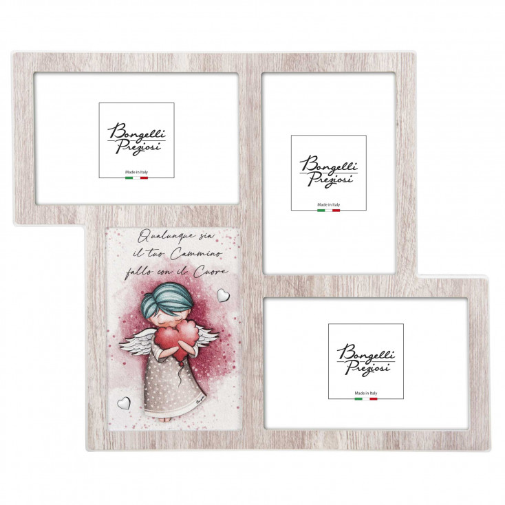 Bomboniera Nascita - Portafoto Angeli dei Sogni con cuoricini Maschio
