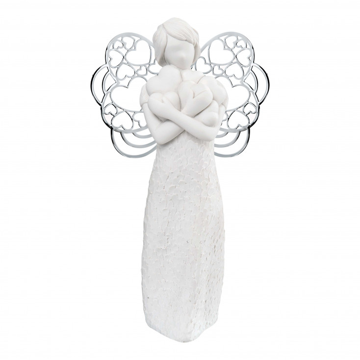 Bomboniera Comunione - Scultura grande Angelo che abbraccio cuori