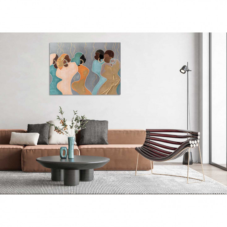 Quadro figurativo contemporaneo dipinto a mano su tela "Batik" 120x90