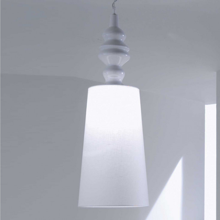 Lampada a Sospensione Grande a Tubo in lino