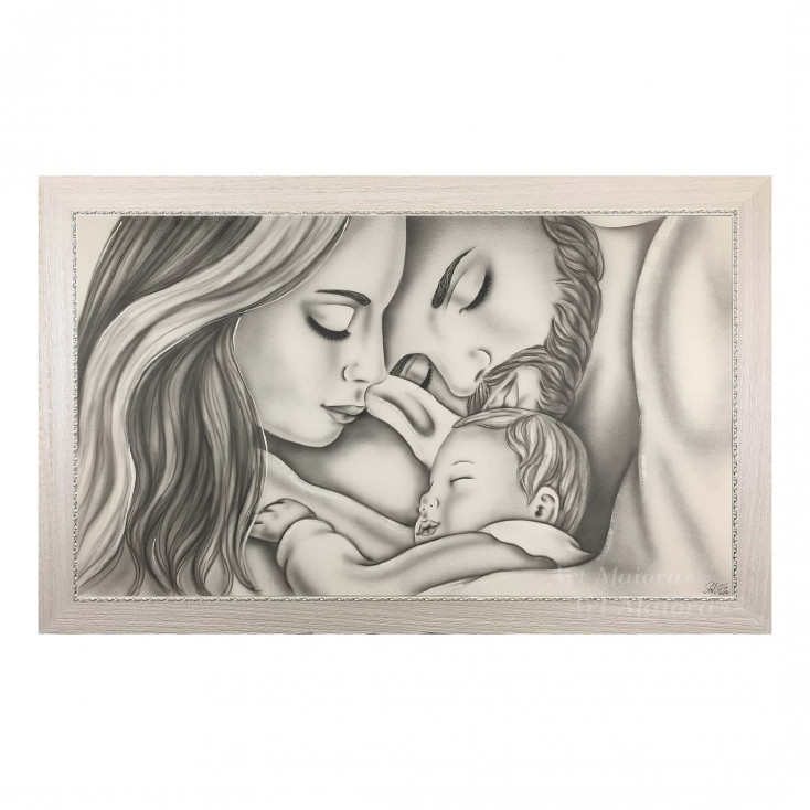 Capezzale moderno dipinto a mano su tela in cotone "Legame di Vita" 110x65