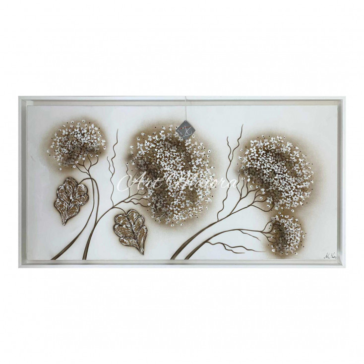 Quadro moderno a tema floreale dipinto a mano su tela "Otensie" 130x70