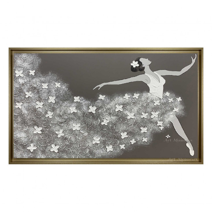 Quadro moderno dipinto a mano su tela "Ballerina" 110x65