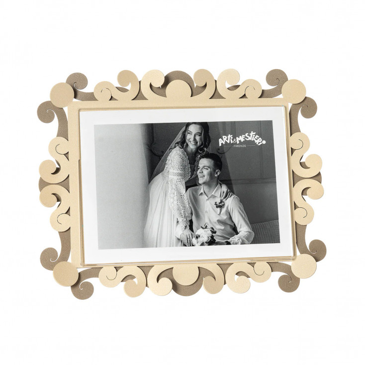 Portafoto grande orizzontale in metallo di design