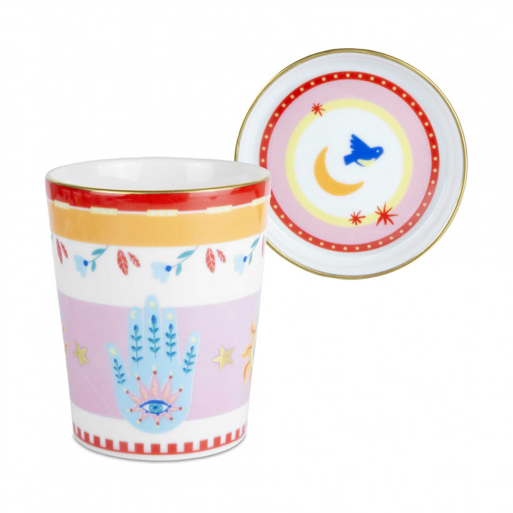 Bicchiere con piattino in porcellana "Cuore"