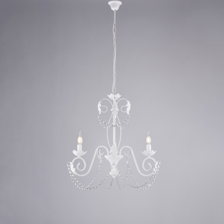 Lampadario piccolo in metallo con strass dalle linee classiche