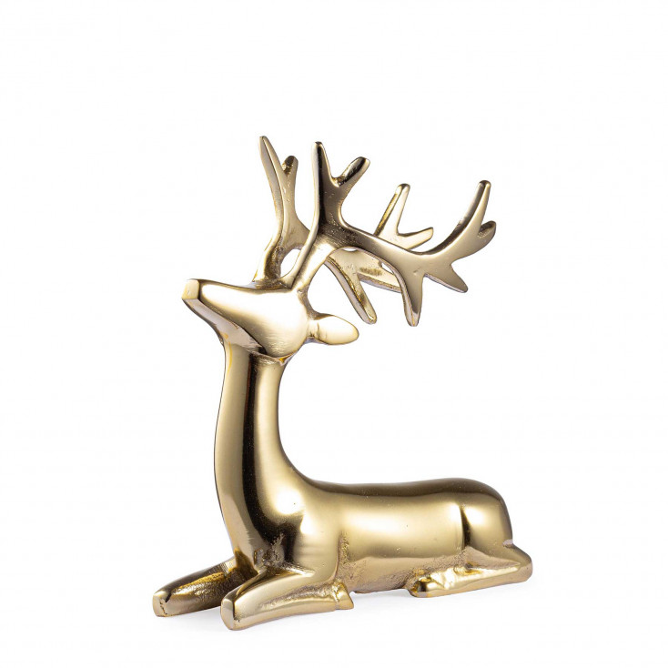 Decorazione natalizia con renna seduta in alluminio