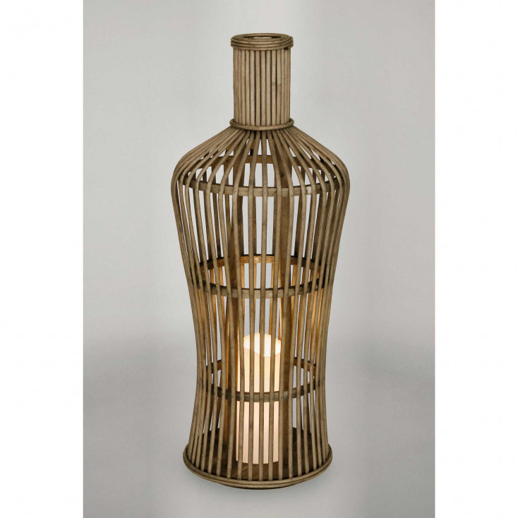 Lanterna grande in bambu con candela a led