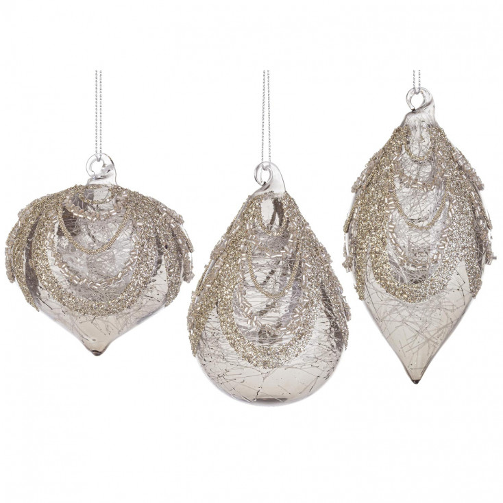 Set 3 ezzi Palline di natale in vetro dal design moderno ed elegante