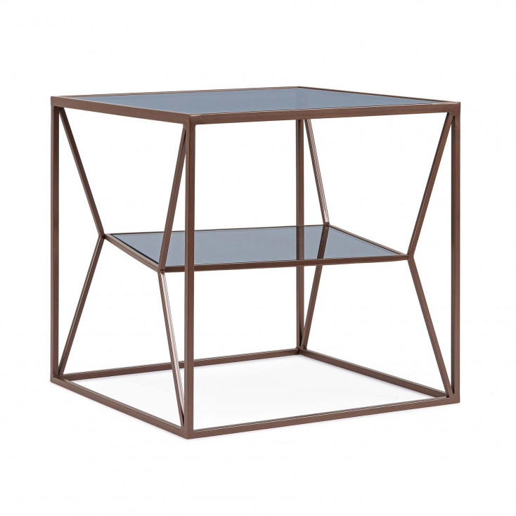 Tavolino da salotto in metallo e vetro