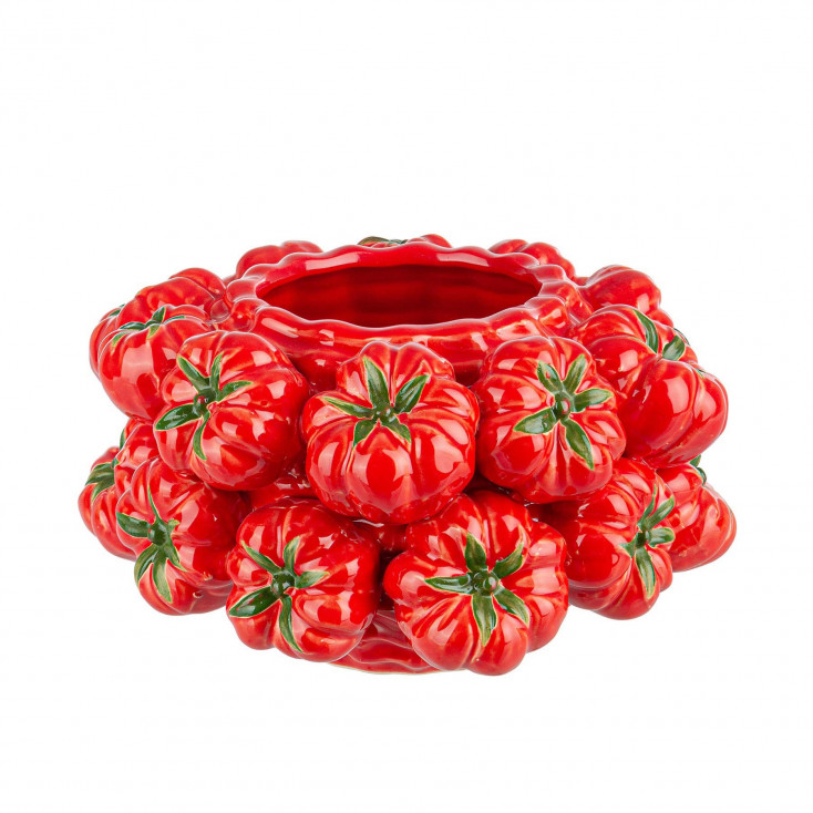 Vaso in ceramica rotondo con pomodori