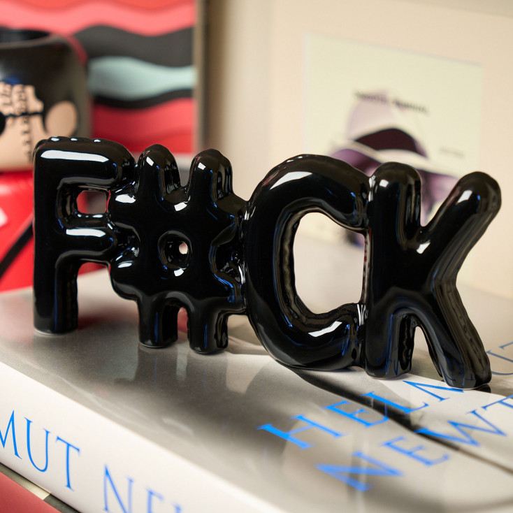 Soprammobile in ceramica con scritta Fuck