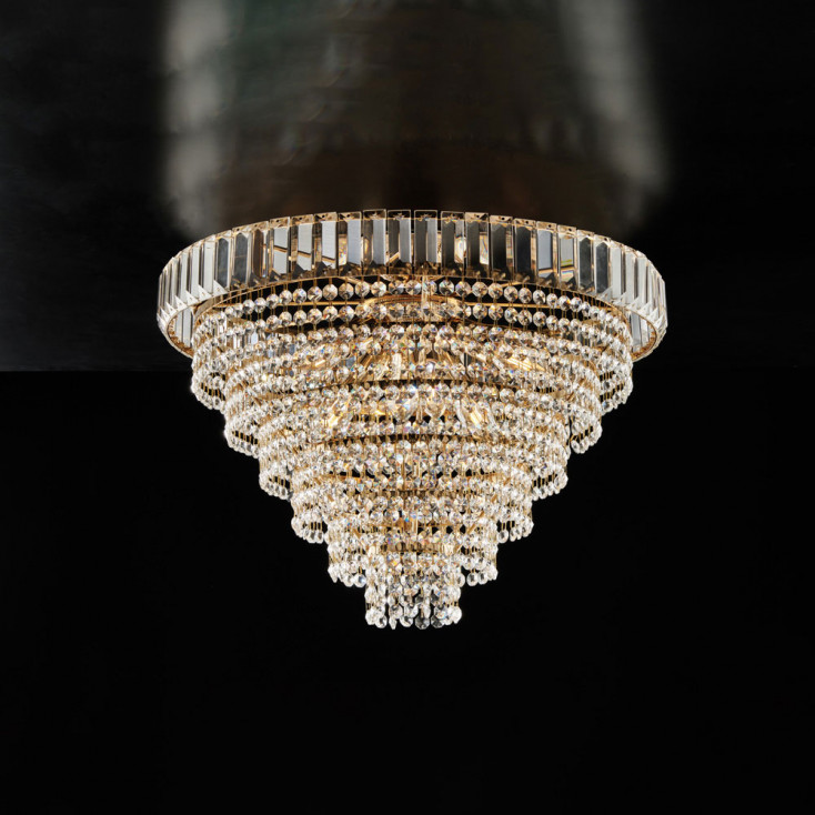 Lampada da soffitto classica con struttura in metallo e paralume in vetro