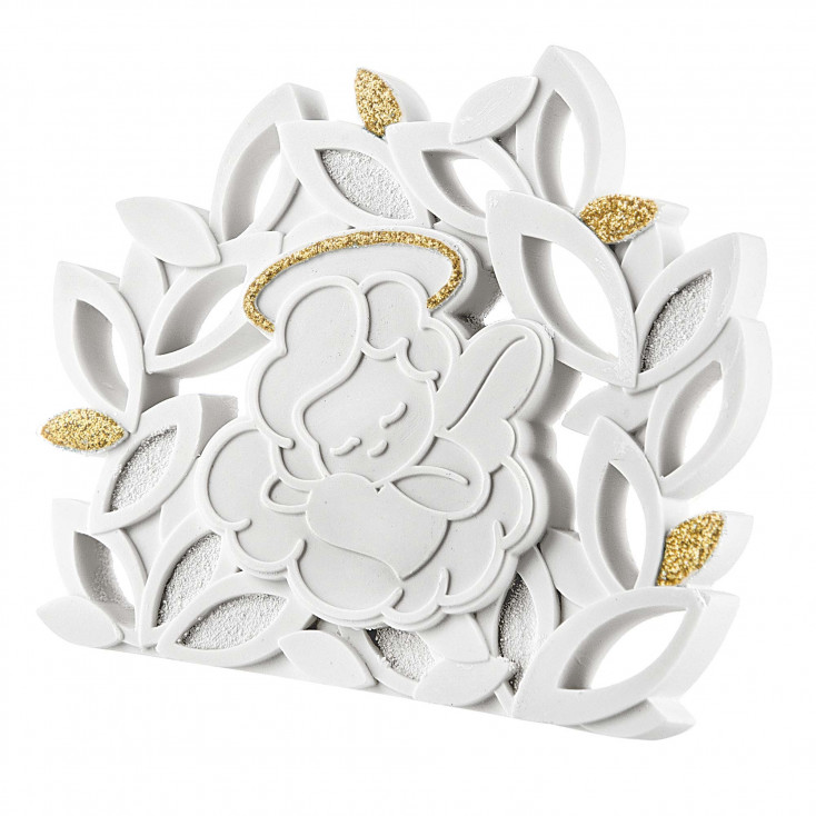 Bomboniera per battesimo - Scultura da tavolo con angioletto in marmorino