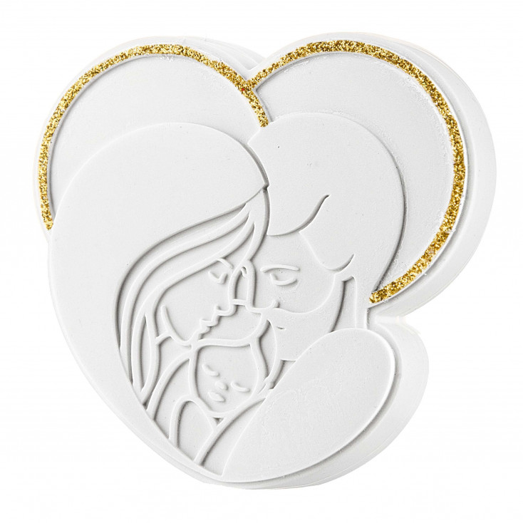 Bomboniera per battesimo - Scultura da tavolo in marmorino con la sacra famiglia