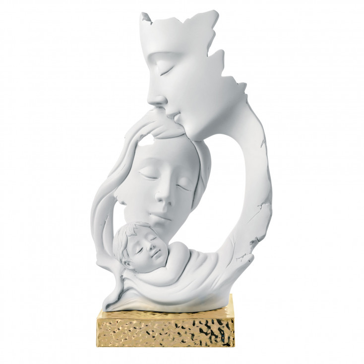 Scultura da tavolo grande in marmorino con la famiglia