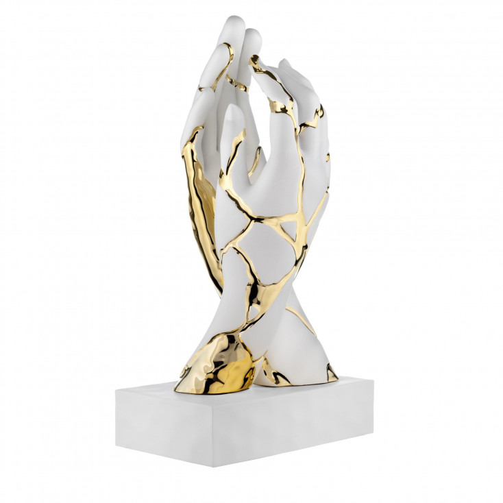 Scutura da tavolo grande in marmorino dal design moderno kintsugi