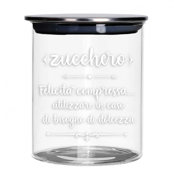 Barattolo per zucchero in vetro con coperchio in metallo