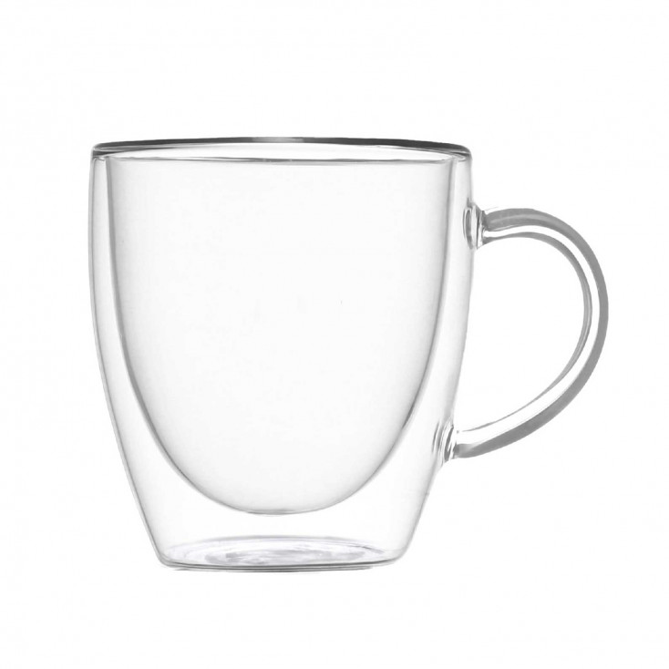 Set 2 pezzi Mug in vetro dal design moderno
