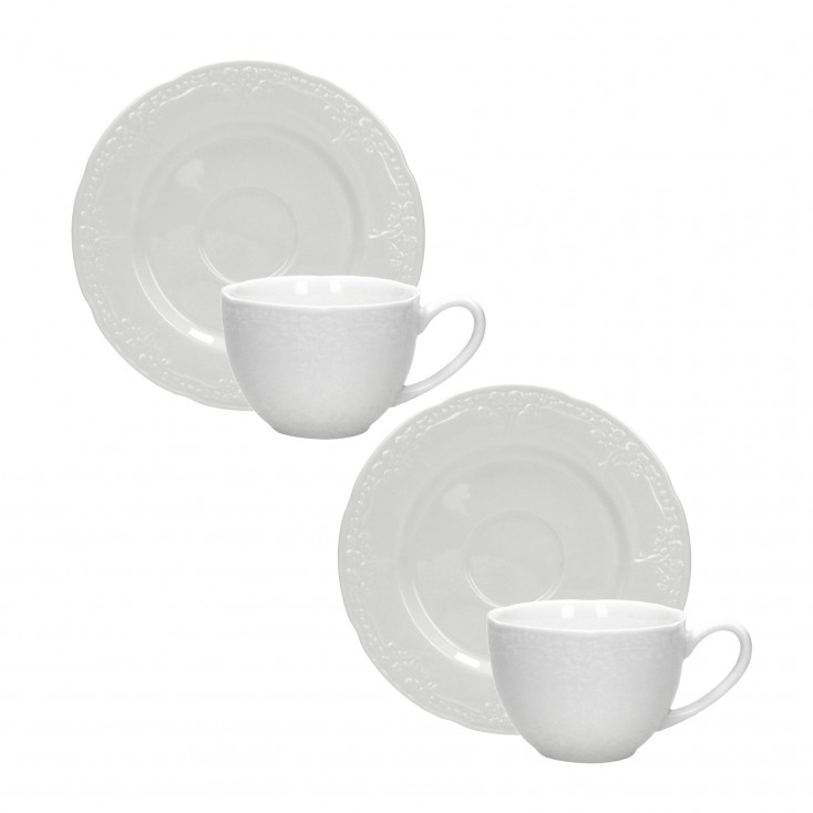 Set 2 pezzi tazzina con piattino in ceramica
