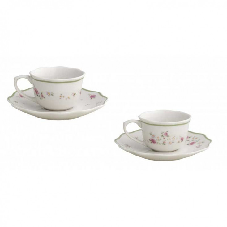 Set 2 pz tazze da caffe in porcellana dalle linee classiche