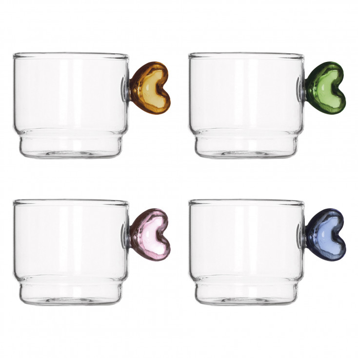 Set 4 pezzi Tazzine da caffè in vetro dal design moderno