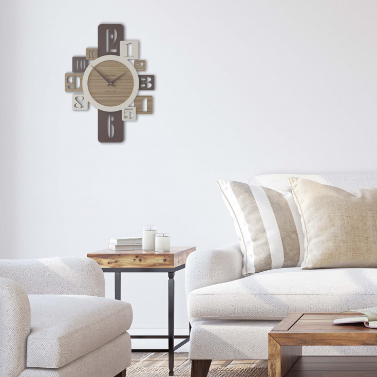 Orologio da parete in legno per cucina o soggiorno di design moderno